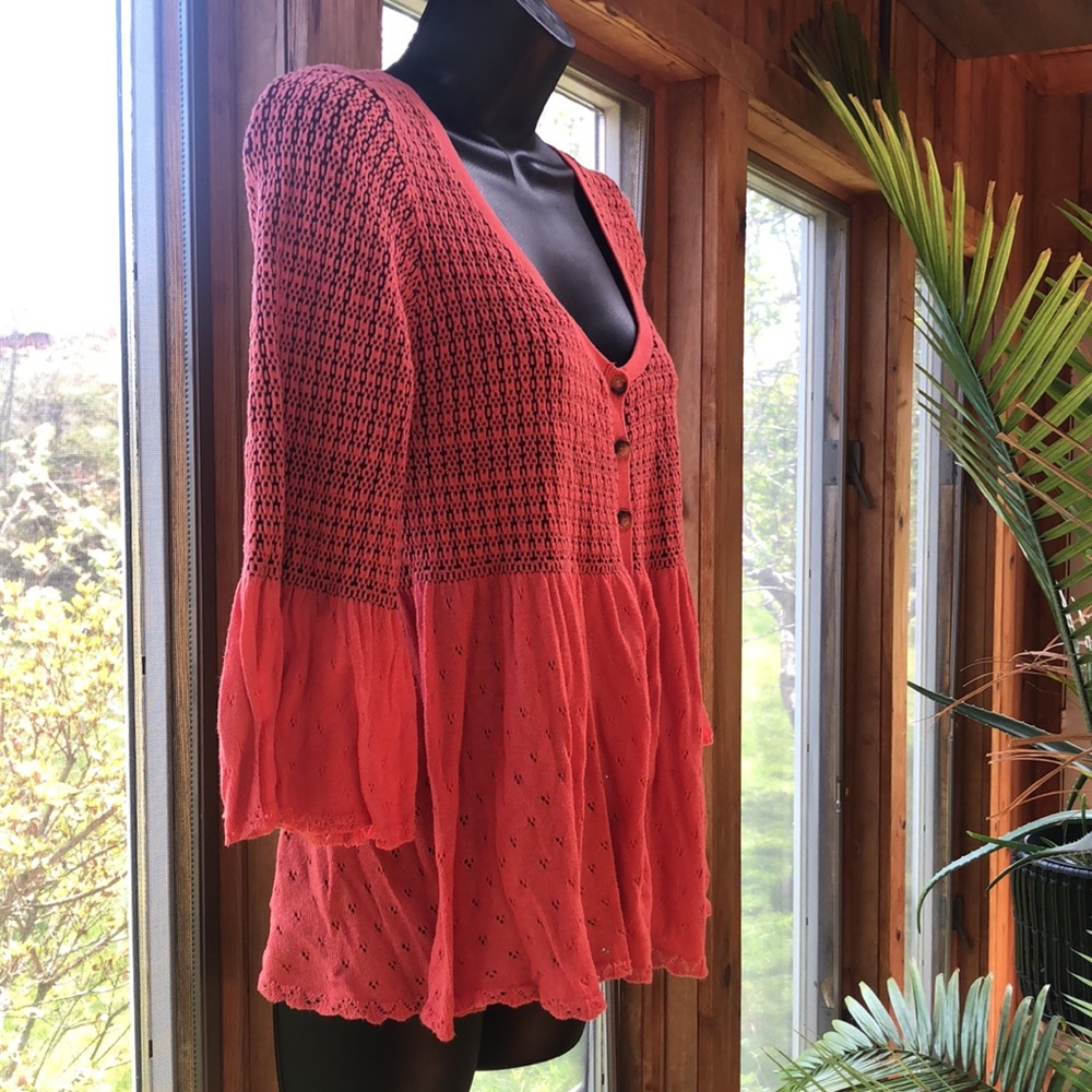 Free People Coral Button-Up Cardigan - Picture 3 of 8